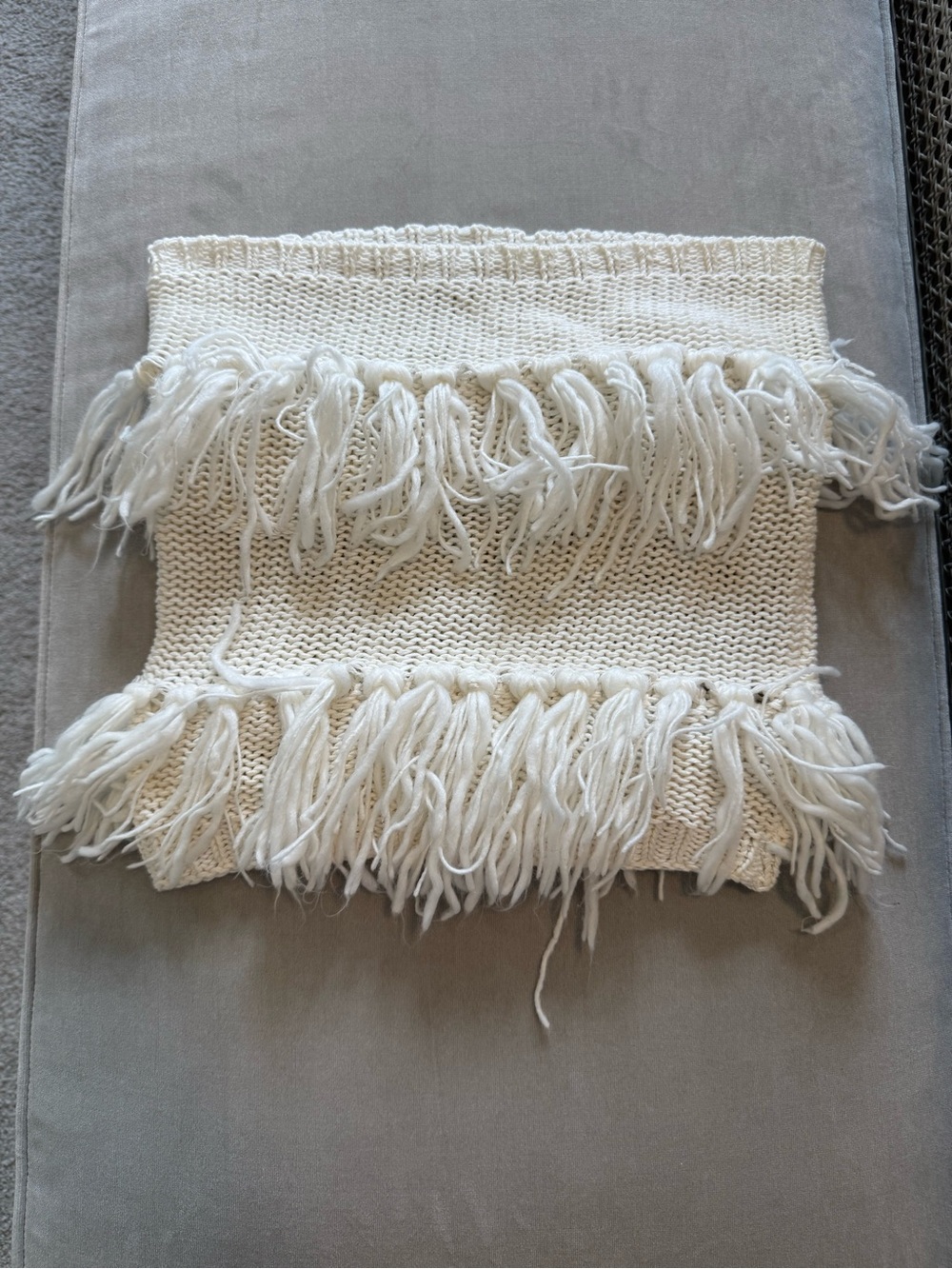 Off white knit fringe infinity scarf